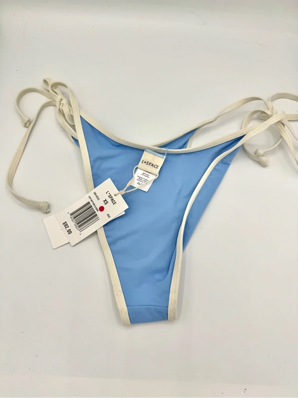 NWT L Space Levy Classic Swim Bottom in Aura Blue / Cream Bikini